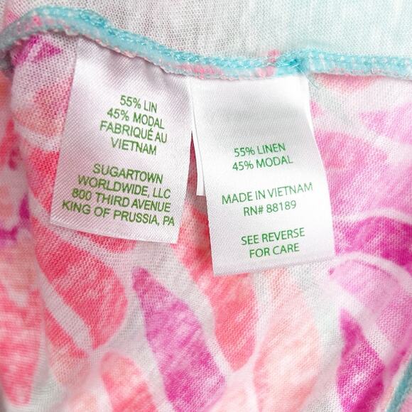 Lilly Pulitzer Sarah Top in Love Birds Print Linen Blend Lightweight Womens Sz S - Picture 7 of 11